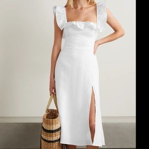 Reformation White Midi Ruffle